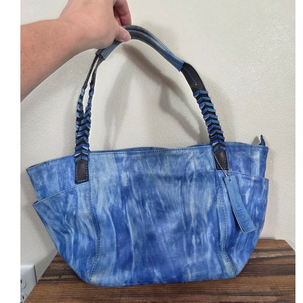 Nino Bossi Blue Leather Shoulder Bag
